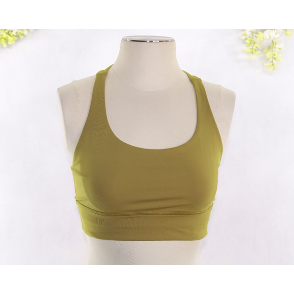 Lululemon Women's Bring The Energy Sport Bra Strappy Cross Back Wasabi Green 8 - Picture 1 of 5
